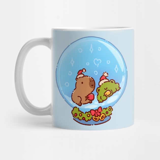 Capybara and a frog in a snow globe by Tinyarts